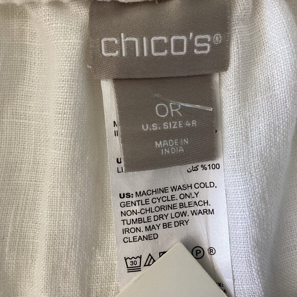 NWT Chico's White Linen Wide-Leg Pants With Elastic Waistband Size 4 - Picture 9 of 12